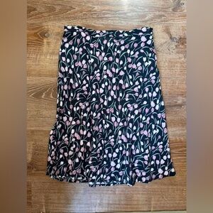 Vintage Floral Tulip Rayon Midi Skirt